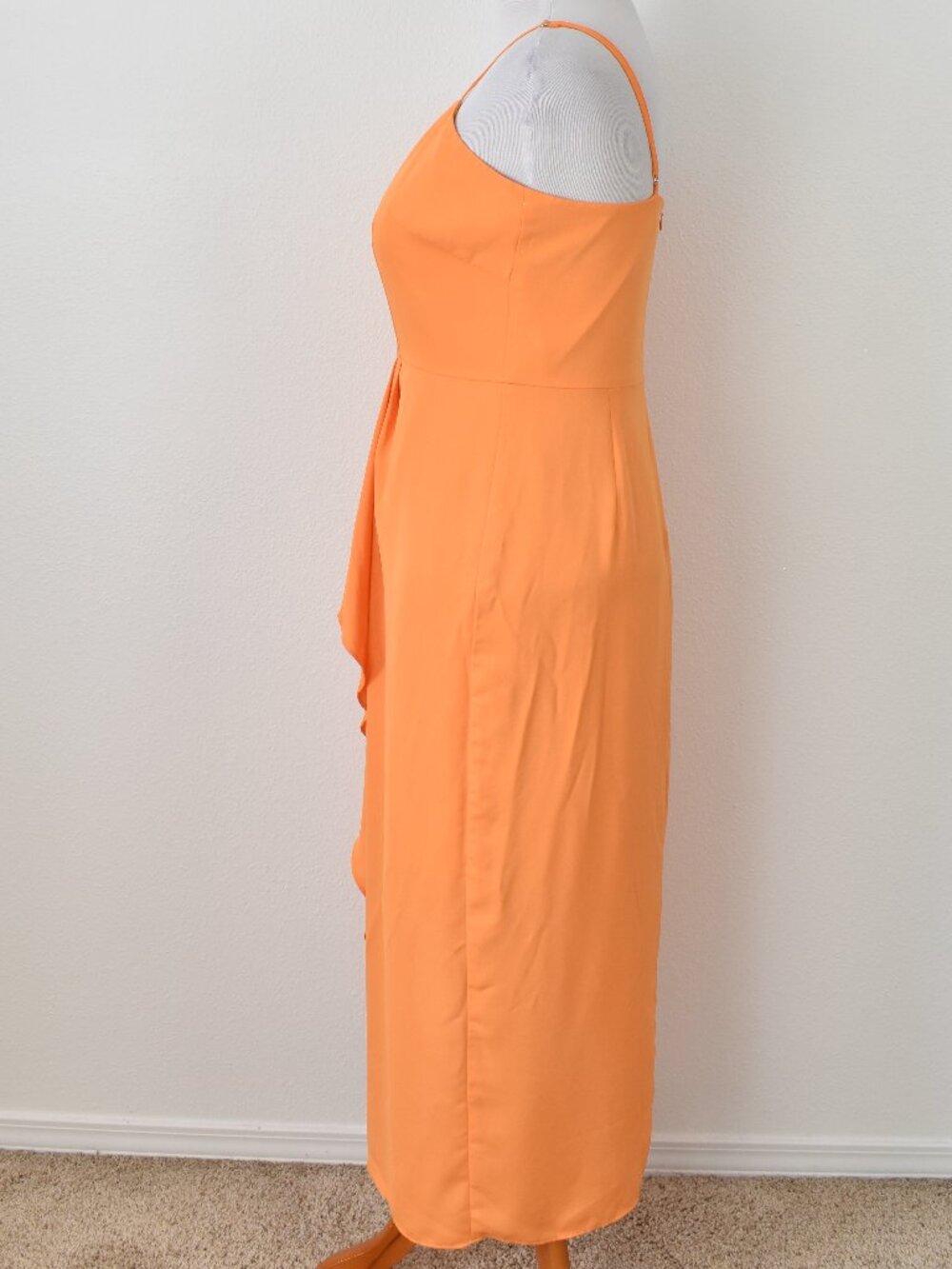 Gianni Bini Monique Ruffle Midi Dress Papaya Orange - 12 - Picture 5 of 9